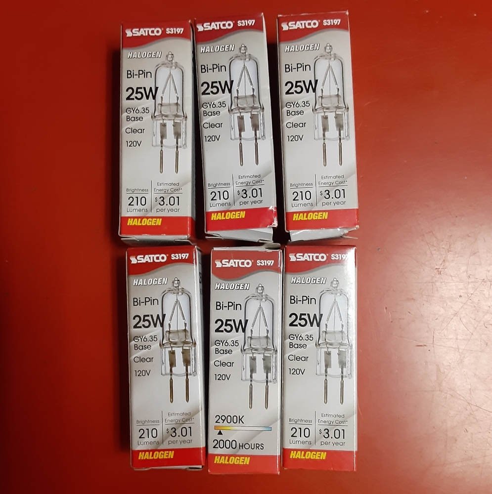 SATCO 33197 25W Bi-Pin GY6.35 120V Bulb 6-Pack!